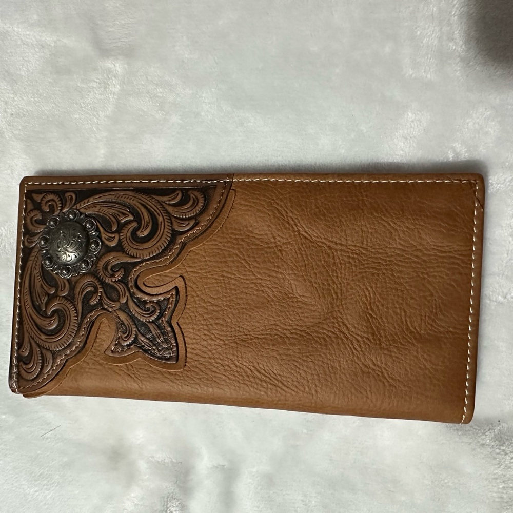 Montana West Brown Leather Wallet with Embossed Design